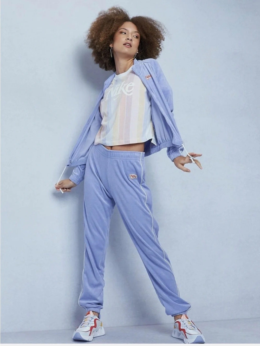Nike || Retro Femme Terry Cloth Toweling Joggers Jacket Set Lavender Medium